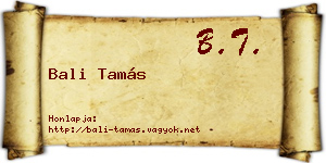 Bali Tamás névjegykártya